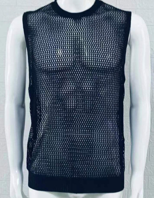 Load image into Gallery viewer, Men's Openwork Round Neck Sleeveless Knit Top
