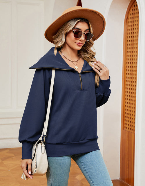 Load image into Gallery viewer, Half-Zip Collared Sweatshirt
