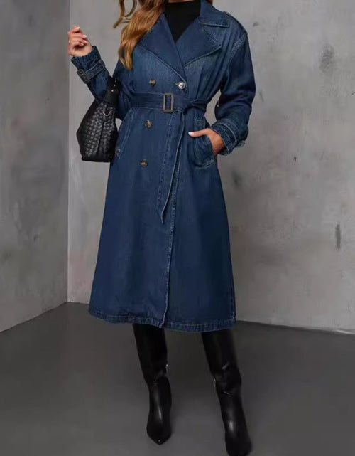 Load image into Gallery viewer, Button Up Long Sleeve Longline Denim Jacket
