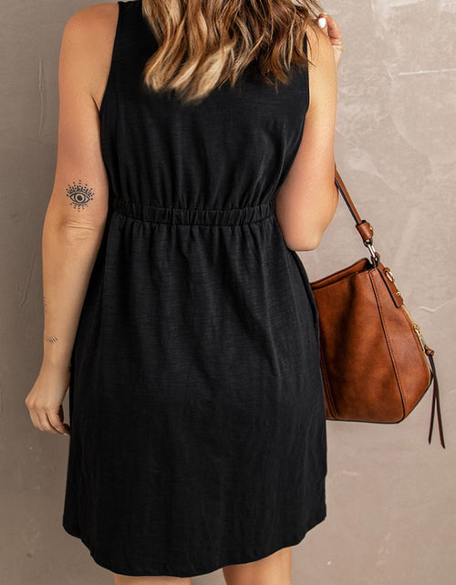 Load image into Gallery viewer, Sleeveless Button Down Mini Magic Dress
