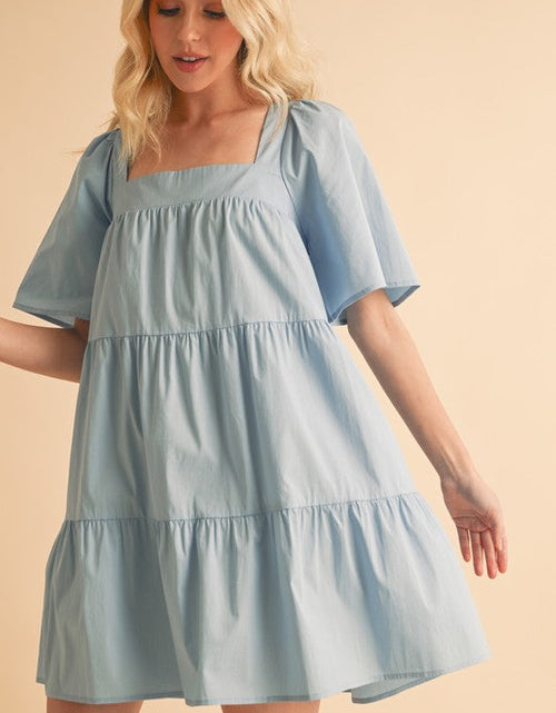 Load image into Gallery viewer, Aemi + Co Square Neck Half Sleeve Tiered Dress
