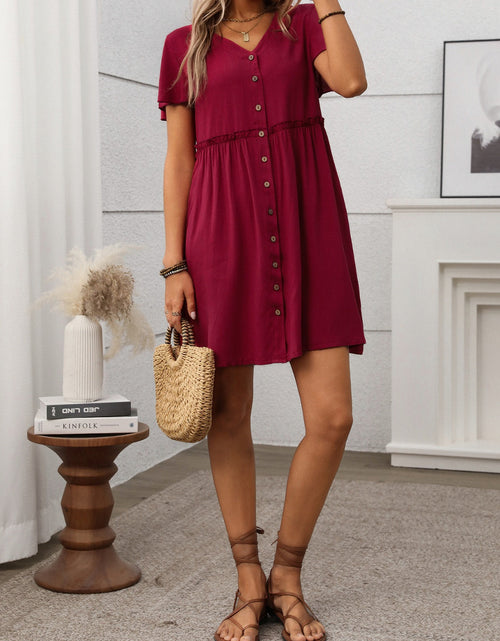 Load image into Gallery viewer, Button Front Flutter Sleeve Dress
