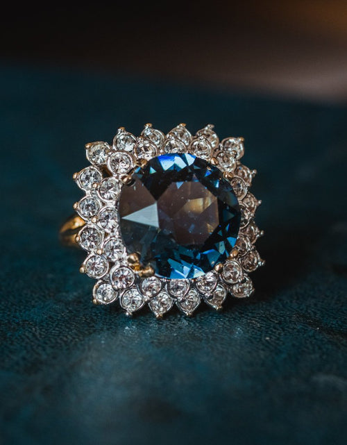 Load image into Gallery viewer, Vintage Austrian Crystal Women's Statement Cocktail Ring 18k Yellow Gold Electroplated Made in the USA by PVD Vintage Jewelry
