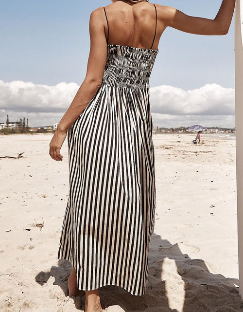 Load image into Gallery viewer, Smocked Striped Square Neck Cami Dress
