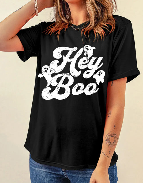 Load image into Gallery viewer, Letter Graphic Round Neck Short Sleeve T-Shirt
