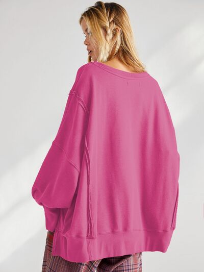 Load image into Gallery viewer, Slit Round Neck Dropped Shoulder T-Shirt
