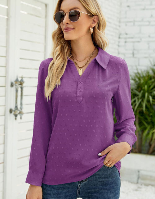 Load image into Gallery viewer, Swiss Dot Johnny Collar Blouse
