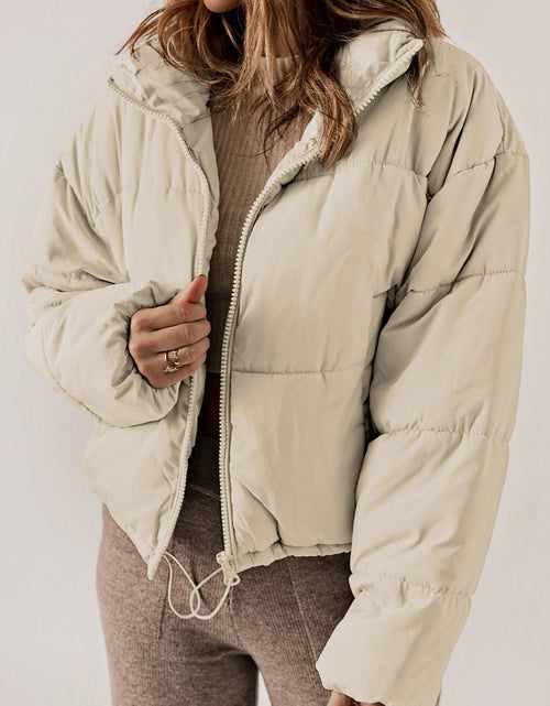 Load image into Gallery viewer, Zip Up Collared Neck Long Sleeve Winter Coat
