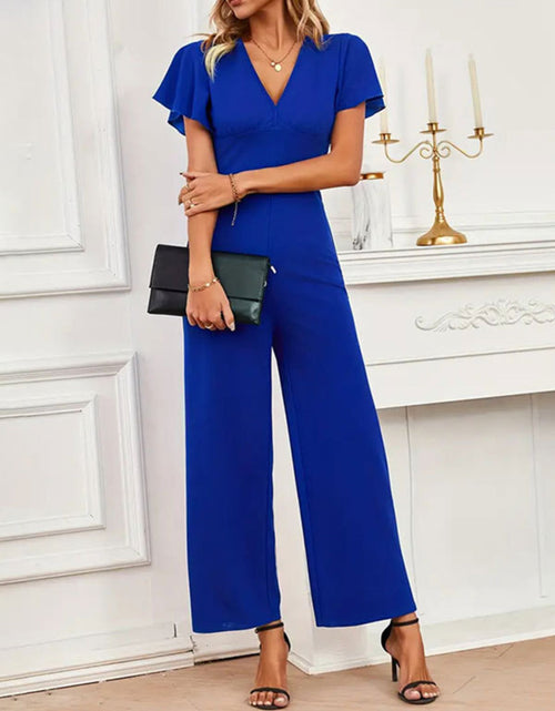 Load image into Gallery viewer, V-Neck Flutter Sleeve Jumpsuit
