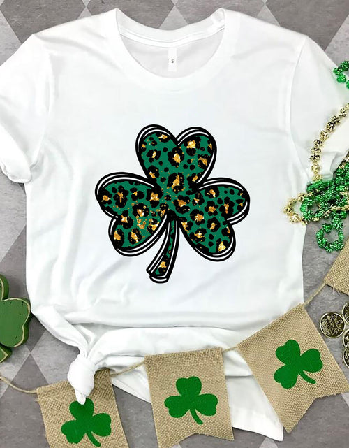 Load image into Gallery viewer, Lucky Clover Round Neck Short Sleeve T-Shirt
