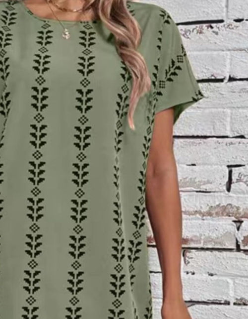 Load image into Gallery viewer, Printed Round Neck Short Sleeve Dress
