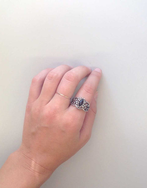 Load image into Gallery viewer, Vintage Ring Genuine Opal Cocktail Ring Antiqued 18kt Yellow Gold Electroplated Made in the USA by PVD Vintage Jewelry
