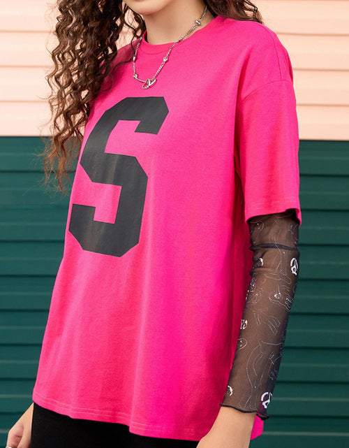 Load image into Gallery viewer, Letter Graphic Round Neck Half Sleeve T-Shirt
