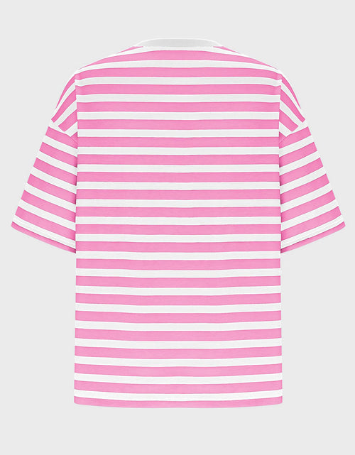 Load image into Gallery viewer, Striped Round Neck Half Sleeve T-Shirt
