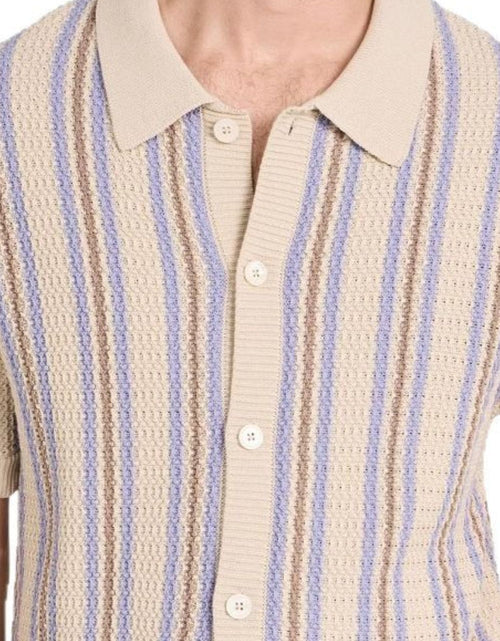 Load image into Gallery viewer, Men's Plus Size Striped Button Down Short Sleeve Shirt
