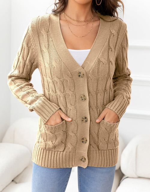 Load image into Gallery viewer, Button Down Cable-Knit Cardigan
