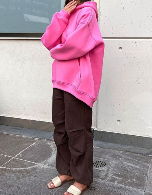 Load image into Gallery viewer, Pocketed Dropped Shoulder Long Sleeve Hoodie
