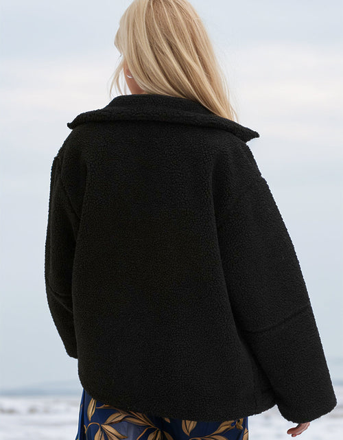 Load image into Gallery viewer, Turtleneck Zip Up Long Sleeve Plush Jacket
