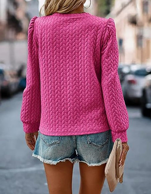 Load image into Gallery viewer, Textured Round Neck Long Sleeve Sweatshirt
