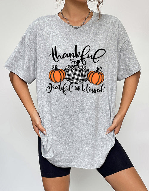 Load image into Gallery viewer, Round Neck Short Sleeve Fall Season Graphic T-Shirt
