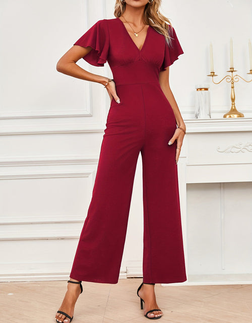 Load image into Gallery viewer, V-Neck Flutter Sleeve Jumpsuit
