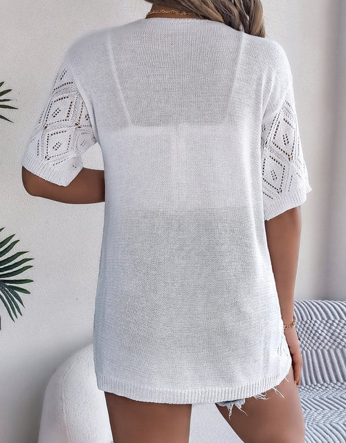 Load image into Gallery viewer, Openwork Open Front Half Sleeve Cardigan
