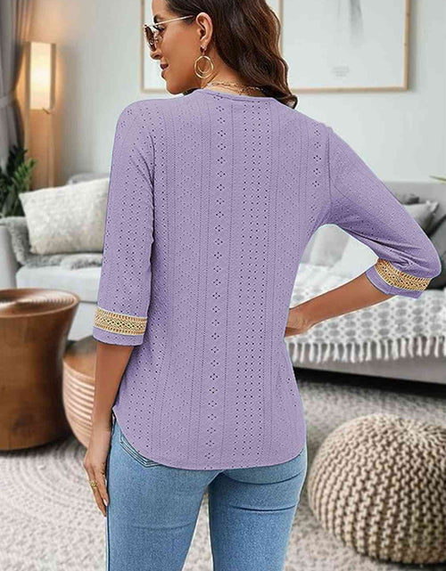 Load image into Gallery viewer, V-Neck Eyelet Blouse
