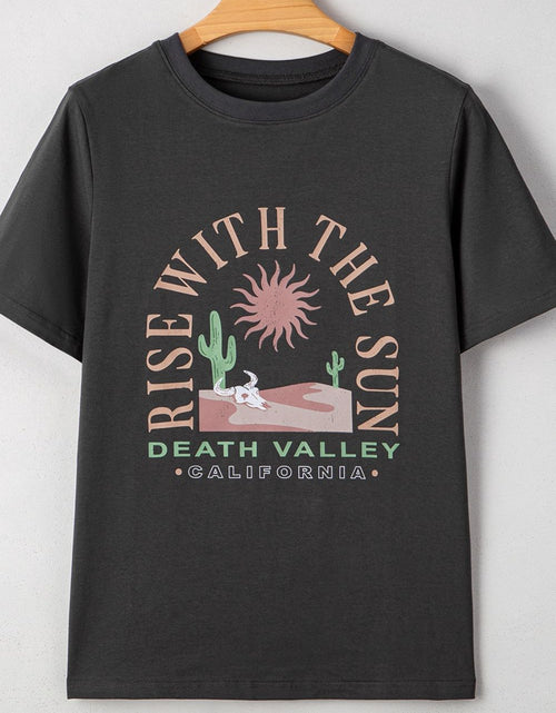 Load image into Gallery viewer, RISE WITH THE SUN Graphic Round Neck Short Sleeve T-Shirt
