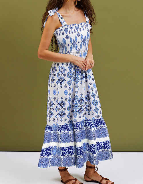 Load image into Gallery viewer, Smocked Printed Square Neck Cami Dress
