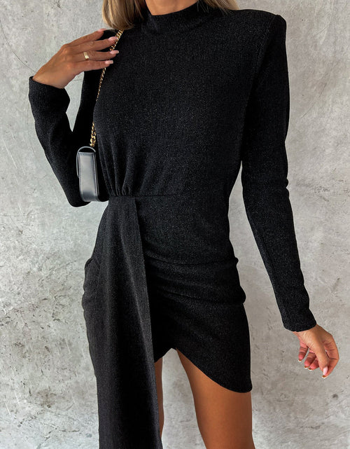 Load image into Gallery viewer, Heathered Mock Neck Long Sleeve Mini Dress
