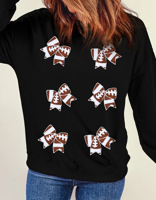 Load image into Gallery viewer, Bow Round Neck Long Sleeve Sweatshirt
