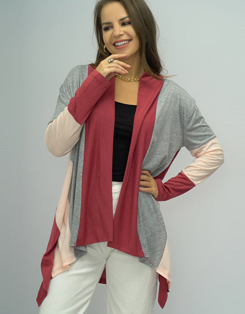 Load image into Gallery viewer, Shiny Color Block Open Front Cardigan
