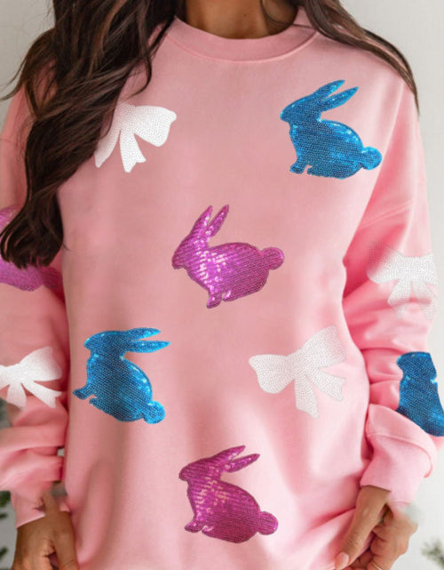 Load image into Gallery viewer, Easter Bunny Bow Knot Sequined Sweatshirt

