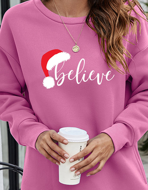 Load image into Gallery viewer, BELIEVE Graphic Tunic Sweatshirt
