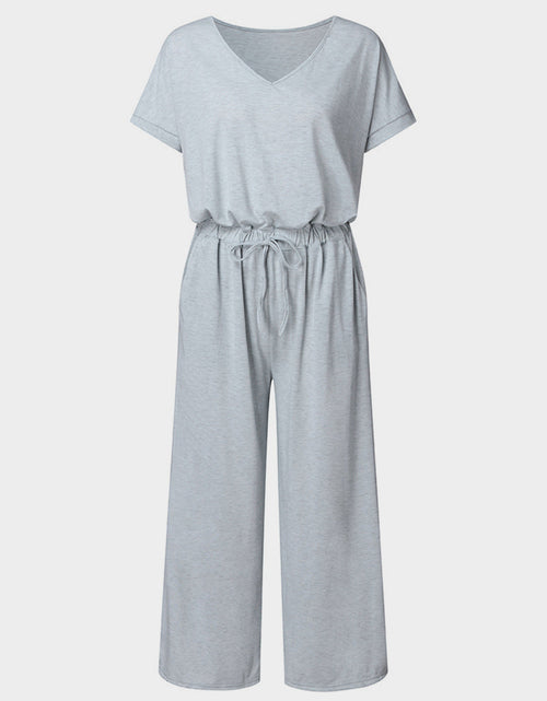 Load image into Gallery viewer, V-Neck Short Sleeve Jumpsuit
