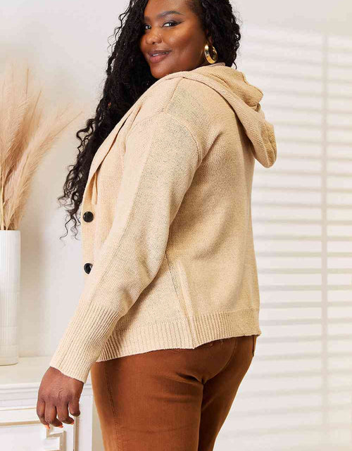 Load image into Gallery viewer, Woven Right Button-Down Long Sleeve Hooded Sweater
