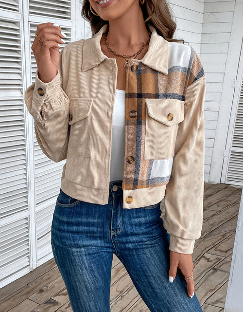 Load image into Gallery viewer, Perfee Color Block Collared Neck Button-Up Jacket
