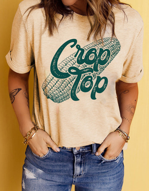 Load image into Gallery viewer, Corn Letter Graphic Cuffed Tee
