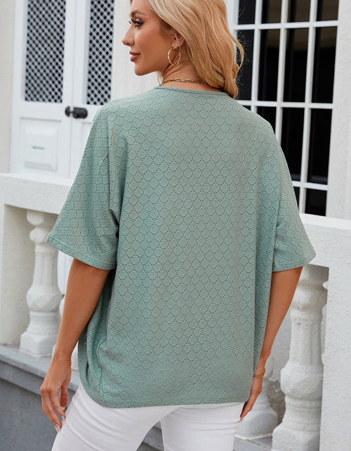 Load image into Gallery viewer, Eyelet Open Front Half Sleeve Cardigan
