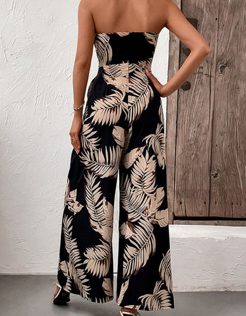 Load image into Gallery viewer, Perfee Printed Strapless Wide Leg Jumpsuit with Pockets
