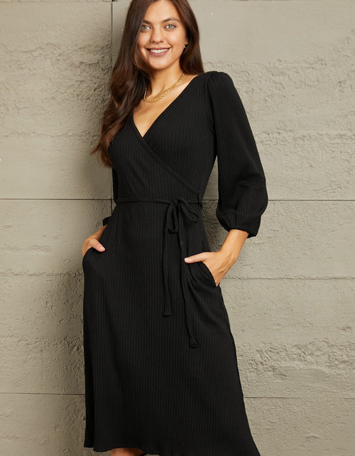 Load image into Gallery viewer, Culture Code Full Size Surplice Flare Ruching Dress
