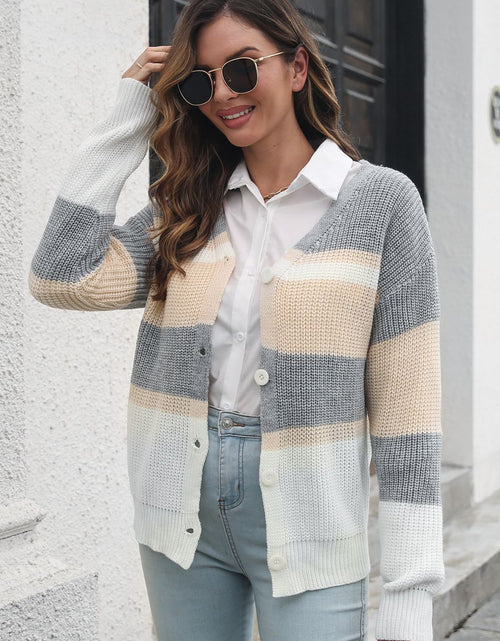 Load image into Gallery viewer, Color Block Button Down Cardigan
