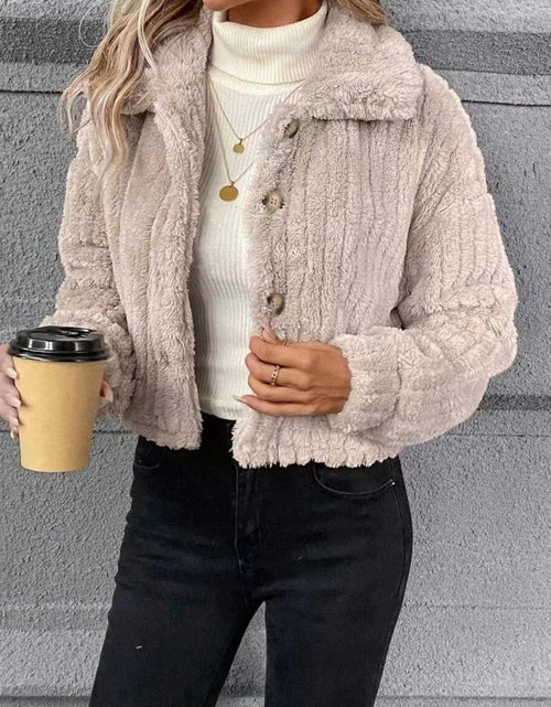 Load image into Gallery viewer, Button Up Long Sleeve Fuzzy Outerwear
