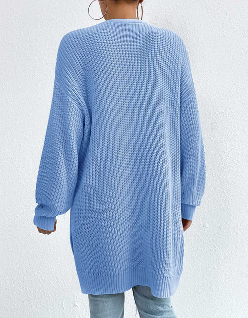 Load image into Gallery viewer, Open Front Dropped Shoulder Slit Cardigan
