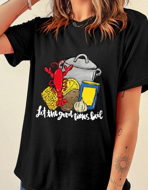 Load image into Gallery viewer, Graphic Round Neck Short Sleeve T-Shirt
