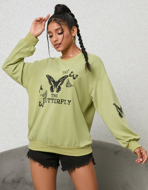 Load image into Gallery viewer, Butterfly Graphic Drop Shoulder Sweatshirt
