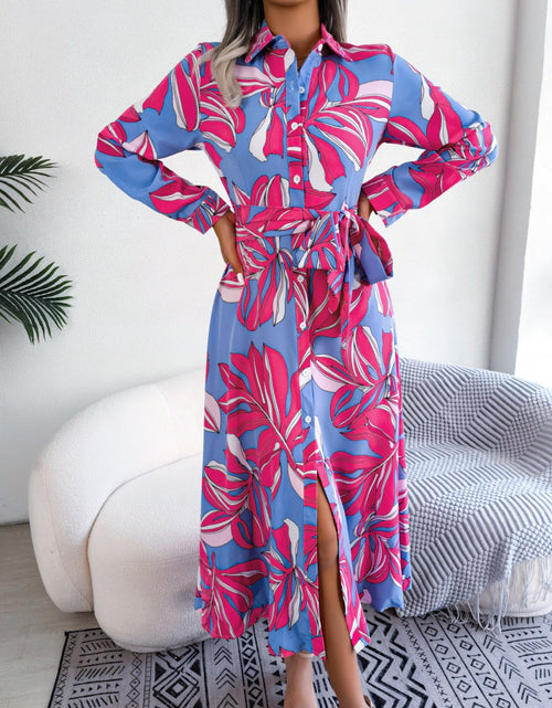 Load image into Gallery viewer, Tied Button Up Long Sleeve Dress by BlakWardrob
