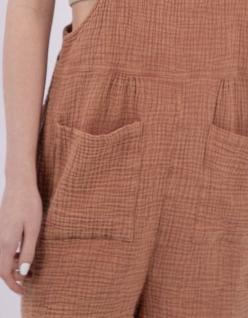 Load image into Gallery viewer, VERY J Sleeveless Double Gauze Overalls with Pockets
