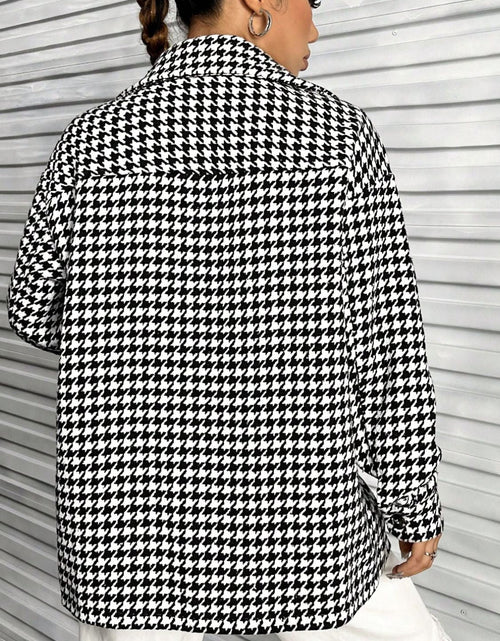 Load image into Gallery viewer, Houndstooth Button Down Long Sleeve Shacket
