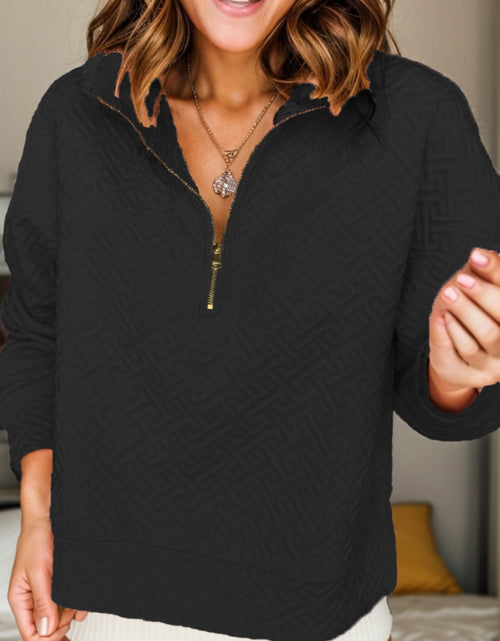Load image into Gallery viewer, Textured Dropped Shoulder Long Sleeve Sweatshirt
